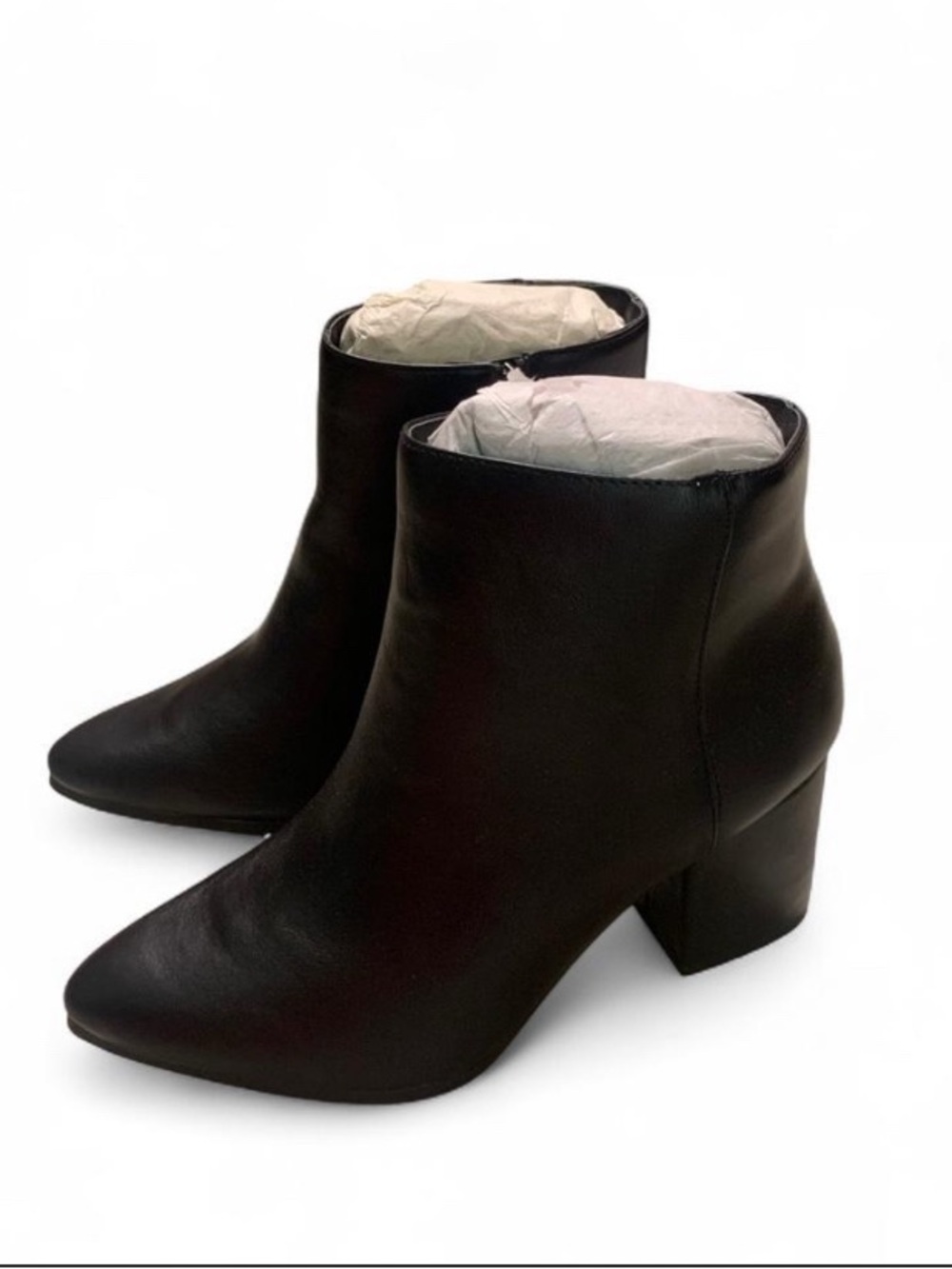 Lane Bryant Dream Cloud Black Faux Leather Chunky Heel Booties 8 Wide NIB